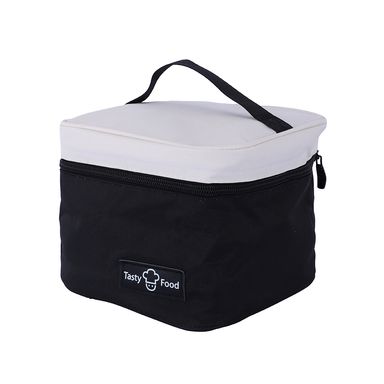 Lonchera Miniso  Serie Mousse Cuadrada Negro y Blanco