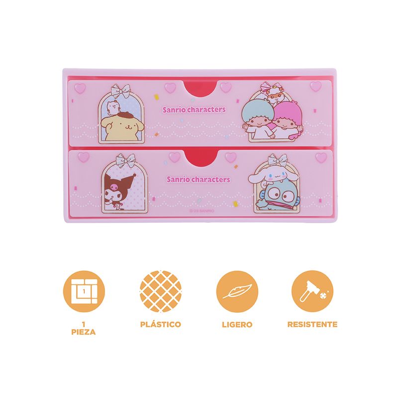 Organizador-de-Plastico-de-2-Cajones-Serie-Sanrio-Storage-Rosa-3-21949