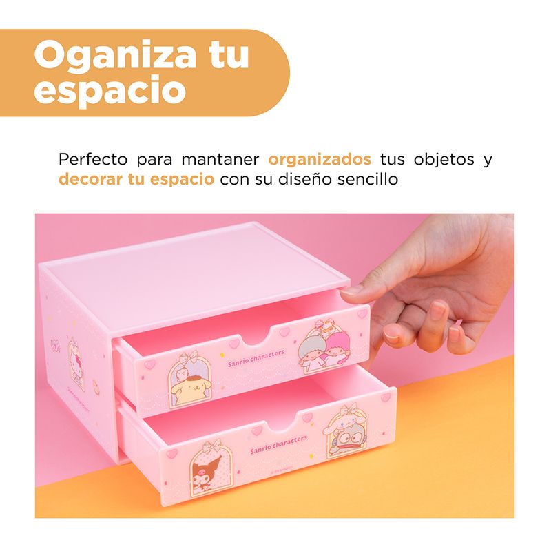 Organizador-de-Plastico-de-2-Cajones-Serie-Sanrio-Storage-Rosa-4-21949
