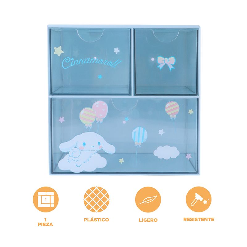 Organizador-de-Plastico-de-3-Cajones-Serie-Cinnamoroll-Azul-4-21954