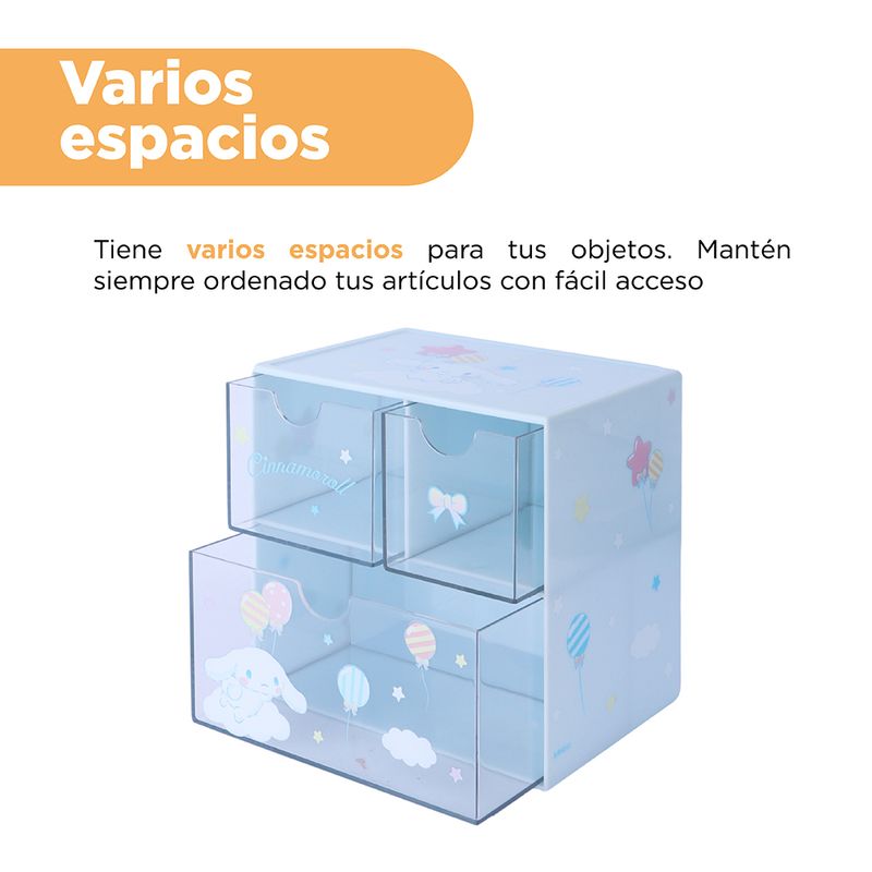 Organizador-de-Plastico-de-3-Cajones-Serie-Cinnamoroll-Azul-6-21954