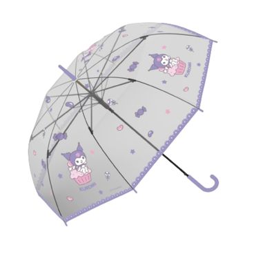 Sombrilla Transparente de Mango Largo Serie Kuromi Morado