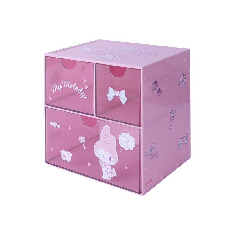 Organizador-de-Plastico-de-3-Cajones-Serie-My-Melody-Rosa-1-21955