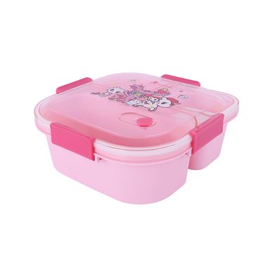 Contenedor de 1200 Ml con 3 Compartimentos Serie Tokidoki Rosa