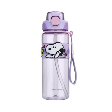 Botella de Plastico de 800 Ml con Correa y Funda Serie Snoopy Colorful Morado