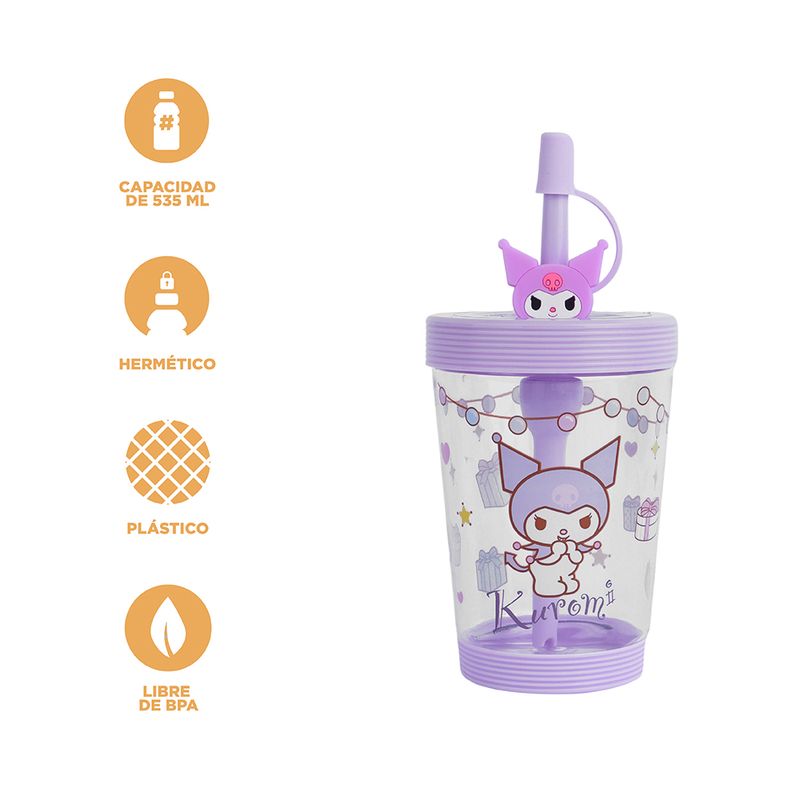Vaso-de-Plastico-Portatil-con-Pitillo-535-Ml-Serie-Sanrio-Kuromi-Morado-3-22216