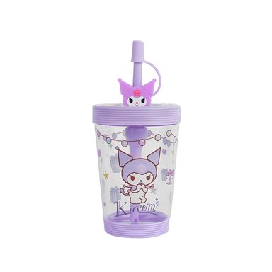 Vaso de Plastico Portatil con Pitillo  535 Ml Serie Sanrio Kuromi  Morado