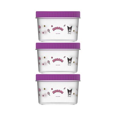 Contenedor de Almacenamiento de Alimentos Kuromi 3 Piezas 500 Ml