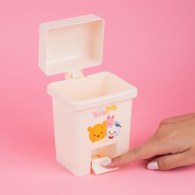 Organizador Plastico Mini Cubo de Basura para Escritorio Serie Disney Tsum Tsum Beige