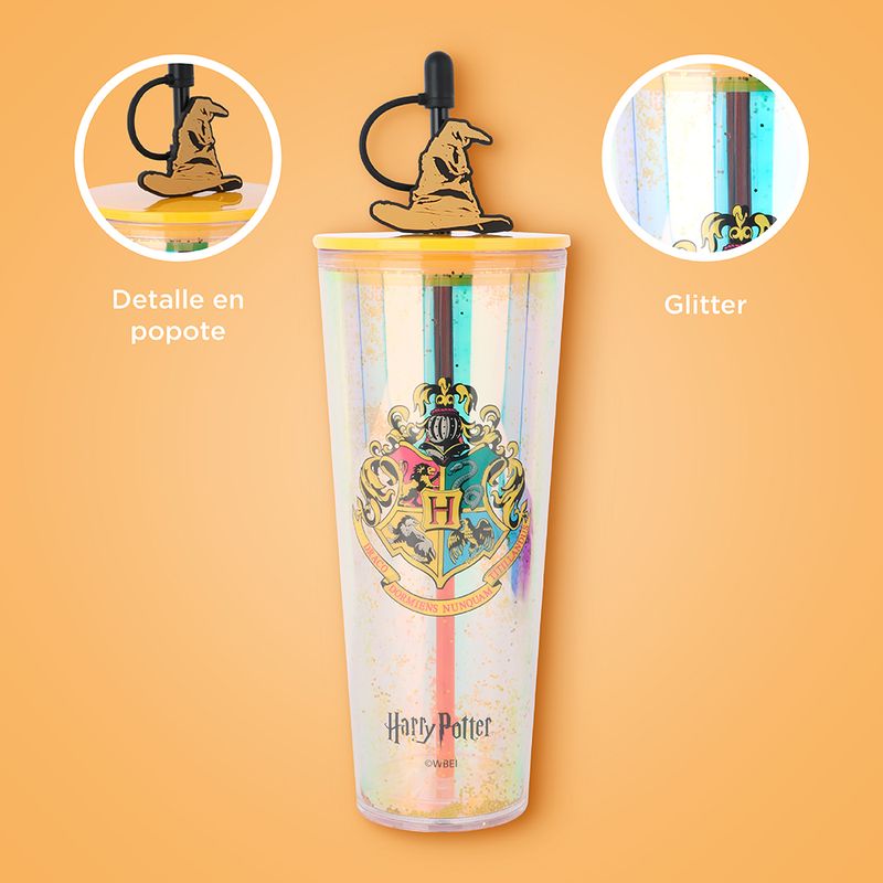 Vaso-de-Plastico-de-800-Ml-con-Doble-Pared-y-Pitillo-Serie-Harry-Potter-Dorado-5-22757