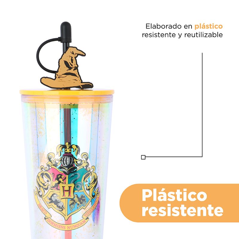 Vaso-de-Plastico-de-800-Ml-con-Doble-Pared-y-Pitillo-Serie-Harry-Potter-Dorado-6-22757