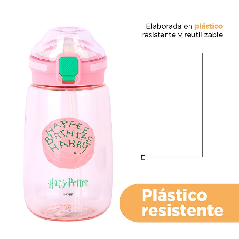 Botella-de-Plastico-de-580-Ml-con-Tapa-Automatica-Serie-Harry-Potter-Rosa-6-22758
