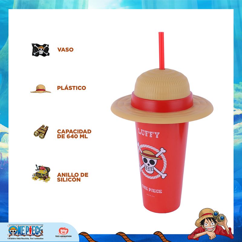 Vaso-de-Plastico-de-640-Ml-con-Pitillo-y-Sombrero-Serie-One-Piece-Rojo-3-23056