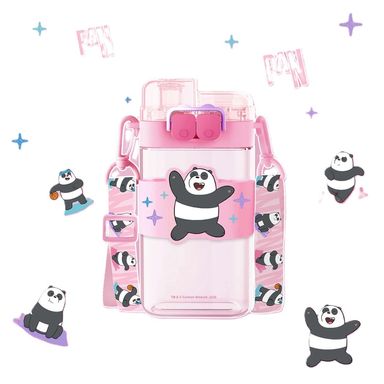 Botella de Plastico de  560 Ml con Correa  Serie Wbb Panda Rosa