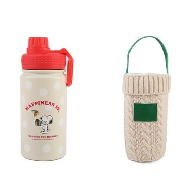 Botella de 400 Ml con Asa y Funda Serie Snoopy  Christmas