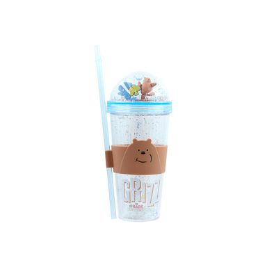 Vaso de 420 Ml con Pitillo y Funda  Serie Wbb  Grizz Azul