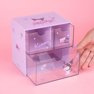 Organizador  Plastico de 3 Cajones con Personajes de Sanrio Kuromi Morado