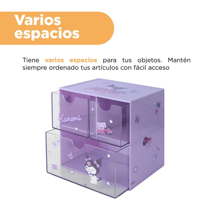 Organizador-Plastico-de-3-Cajones-con-Personajes-de-Sanrio-Kuromi-Morado-6-23797