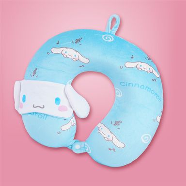 Almohada de  Viaje de  Espuma Viscoelastica y Antifaz para Dormir Serie Sanrio Cinnamoroll