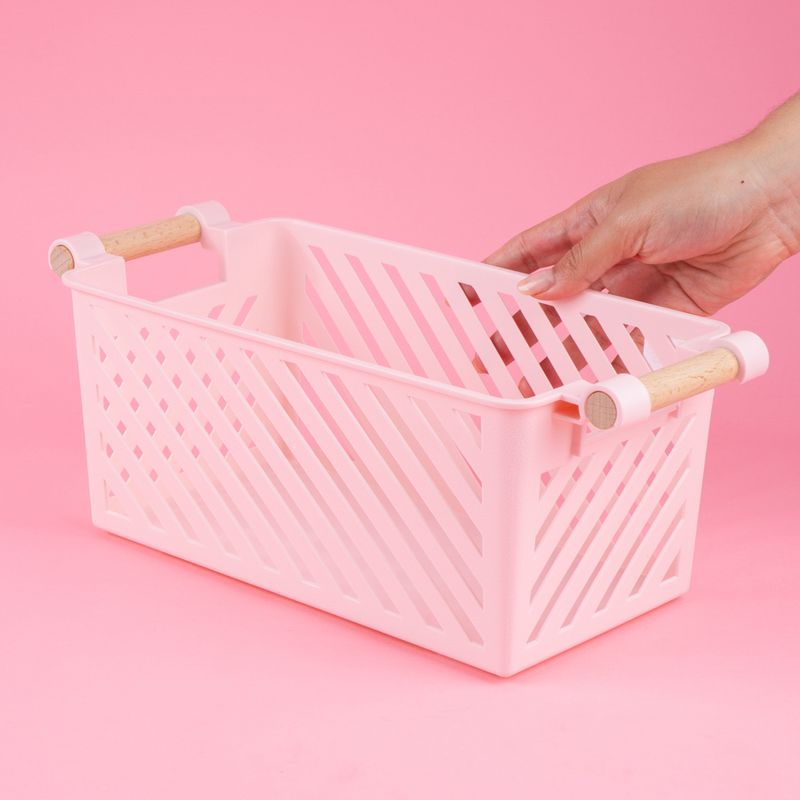 Organizador-Plastico-de-Cesta-Apilable-Mori-Girl-con-Mango-de-Madera-L-Rosa-2-23944