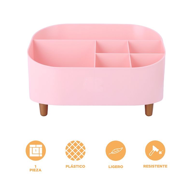 Organizador-Plastico-de-Escritorio-con-Compartimentos-Serie-Miniso-Rosa-3-23953