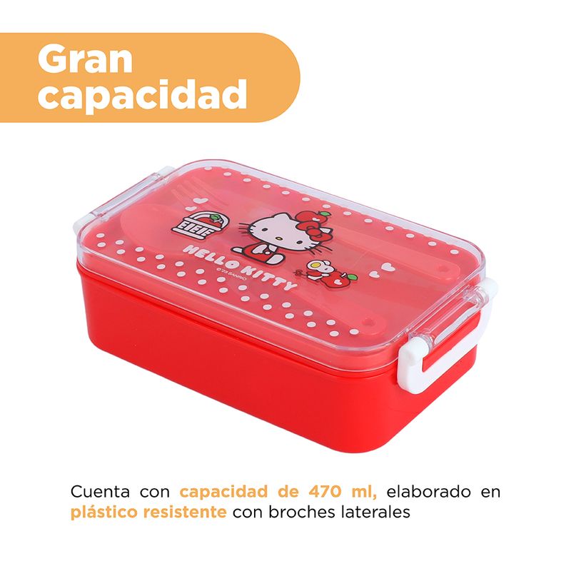 Contenedor-de-Alimentos-con-Cubiertos-470Ml-Serie-Sanrio-Hello-Kitty-Rojo-4-24087