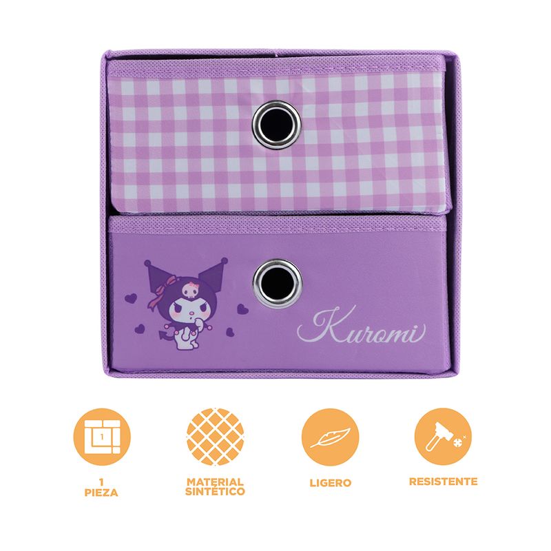 Organizador-de-Tela-de-2-Cajones-Serie-Sanrio-Kuromi-Lila-4-24002