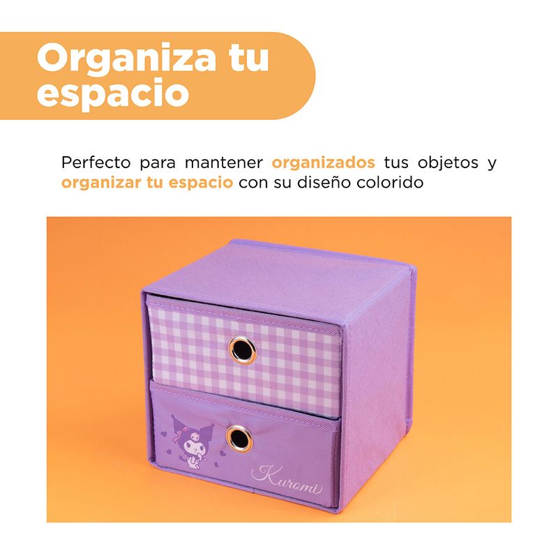 Organizador-de-Tela-de-2-Cajones-Serie-Sanrio-Kuromi-Lila-5-24002