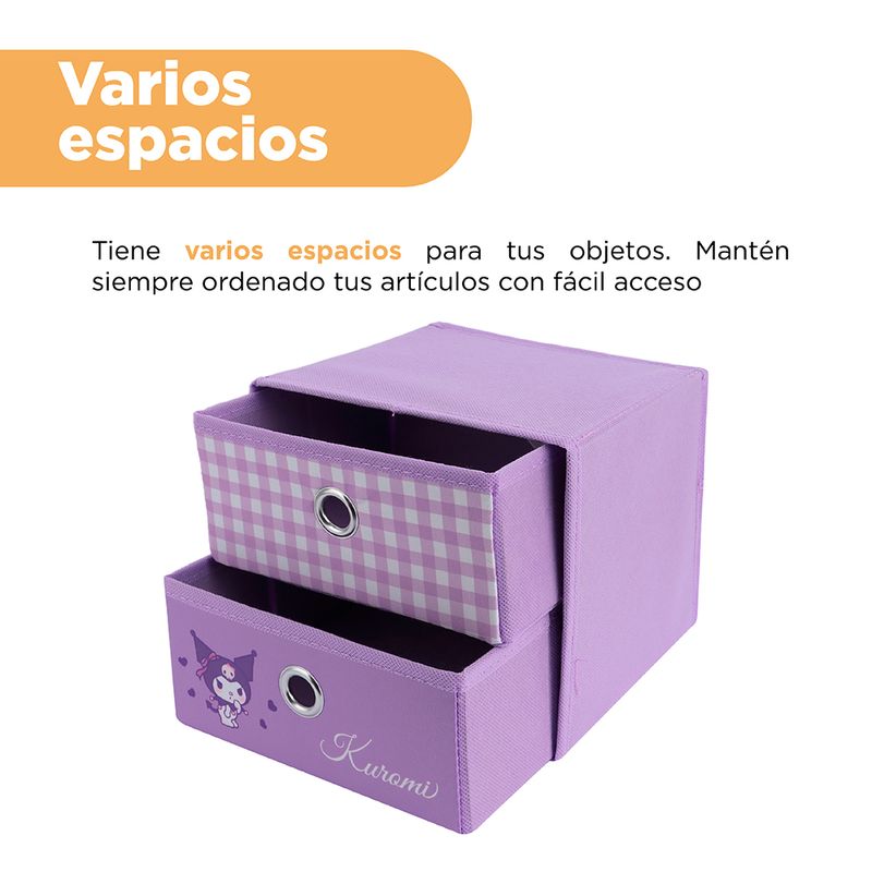 Organizador-de-Tela-de-2-Cajones-Serie-Sanrio-Kuromi-Lila-6-24002