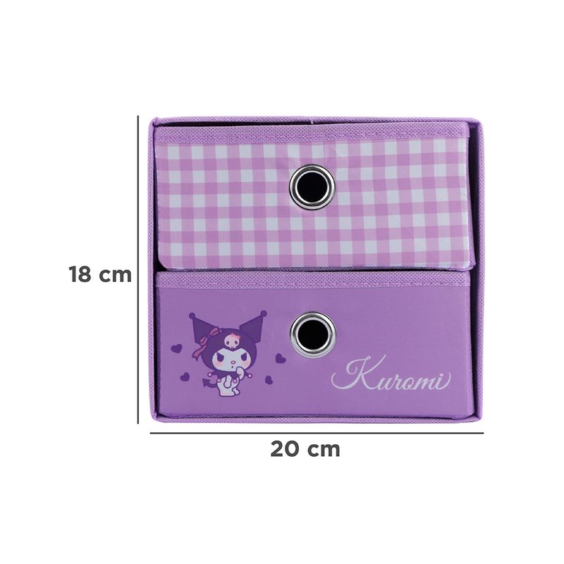 Organizador-de-Tela-de-2-Cajones-Serie-Sanrio-Kuromi-Lila-8-24002