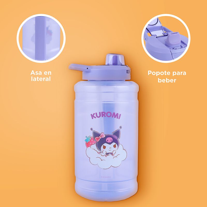 Vaso-Plastico-con-Tapa-Abatible-Automatica-de-1900-Ml-Serie-Sanrio-Kuromi-5-24040
