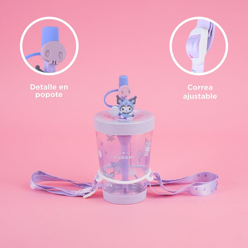 Vaso-Plastico-con-Correa-para-el-Hombro-de-535-Ml-Serie-Sanrio-Kuromi-Morado-6-24042