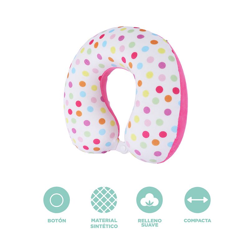 Almohada-de-Viaje-para-Cuello-Viscoelastica-Serie-Dots-Rosa-3-24099