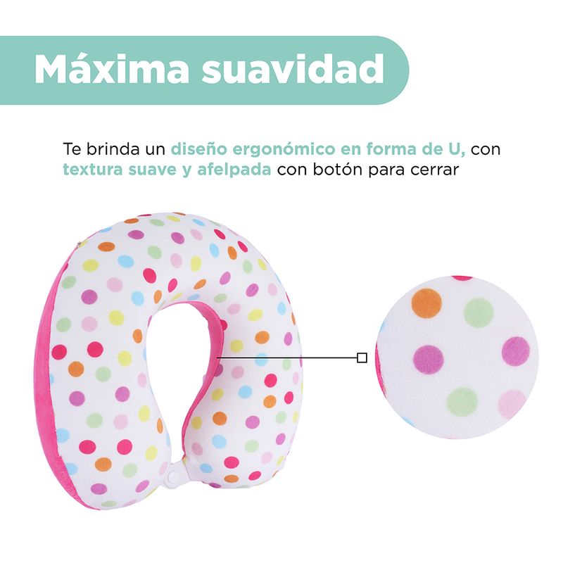 Almohada-de-Viaje-para-Cuello-Viscoelastica-Serie-Dots-Rosa-4-24099