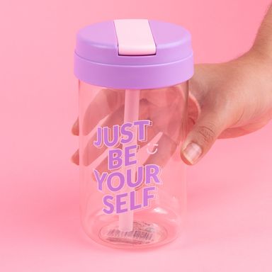 Vaso Plastico con Tapa Abatible de 500 Ml Serie Letter Rosa