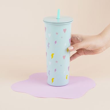 Vaso de Acero Inoxidable con Pitillo 800 Ml Menta