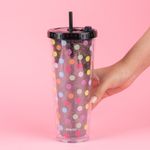 Vaso-Plastico-de-Doble-Pared-con-Pitillo-720-Ml-Serie-Dots-Negro-2-24236