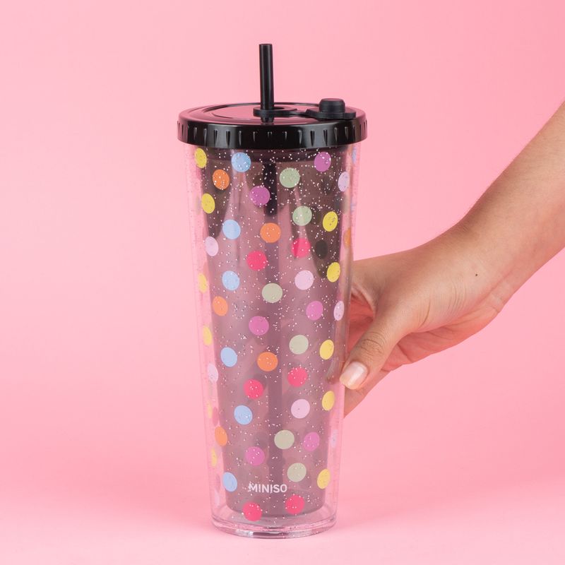 Vaso-Plastico-de-Doble-Pared-con-Pitillo-720-Ml-Serie-Dots-Negro-2-24236