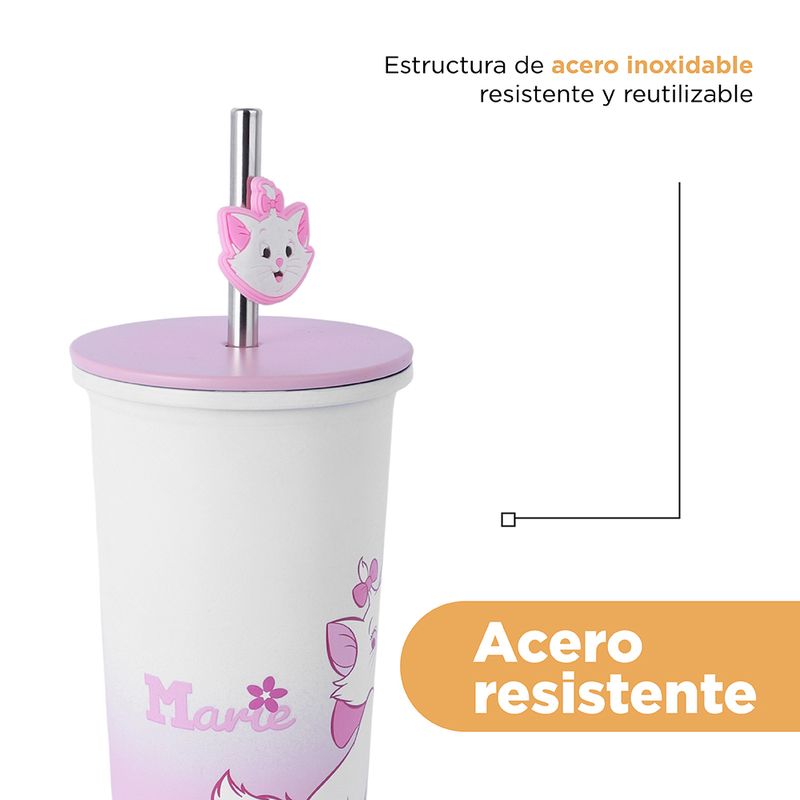 Vaso-de-Acero-Inoxidable-con-Pitillo-800Ml-Serie-Disney-Marie-7-24265
