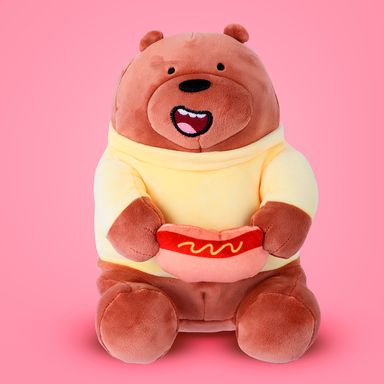 Peluche Pardo con Hot Dog Serie Wbb
