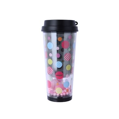 Vaso Plastico de Doble Pared 450 Ml Serie Dots Negro