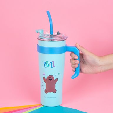 Vaso de Acero Pared Simple con Asa 1.6L Grizz Serie Wbb Azul