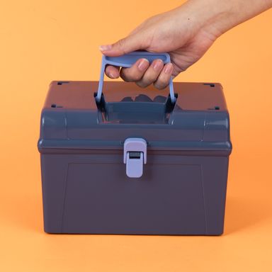 Organizador Plastico con Tapa Abatible y Asa Azul