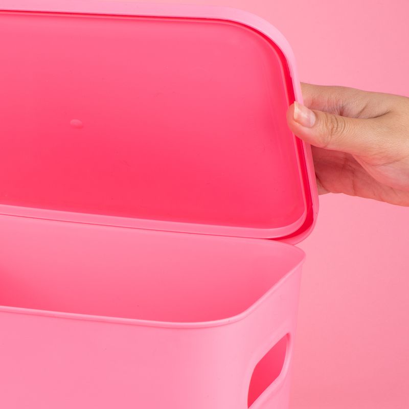 Organizador-Plastico-de-Almacenamiento-con-Tapa-Serie-Rainbow-L-Rosa-7-24581