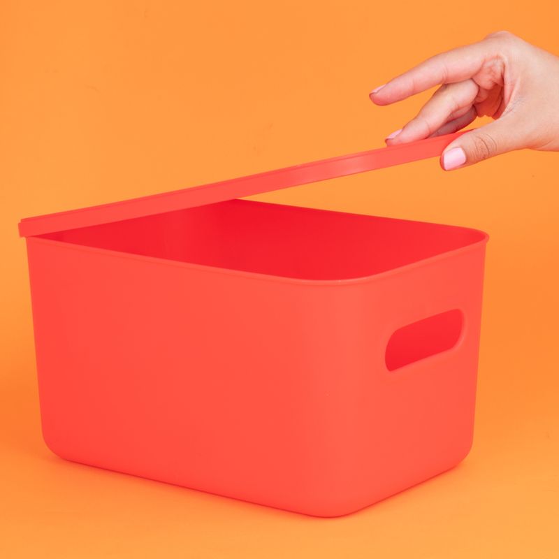 Organizador-Plastico-de-Almacenamiento-con-Tapa-Serie-Rainbow-L-Rojo-2-24583