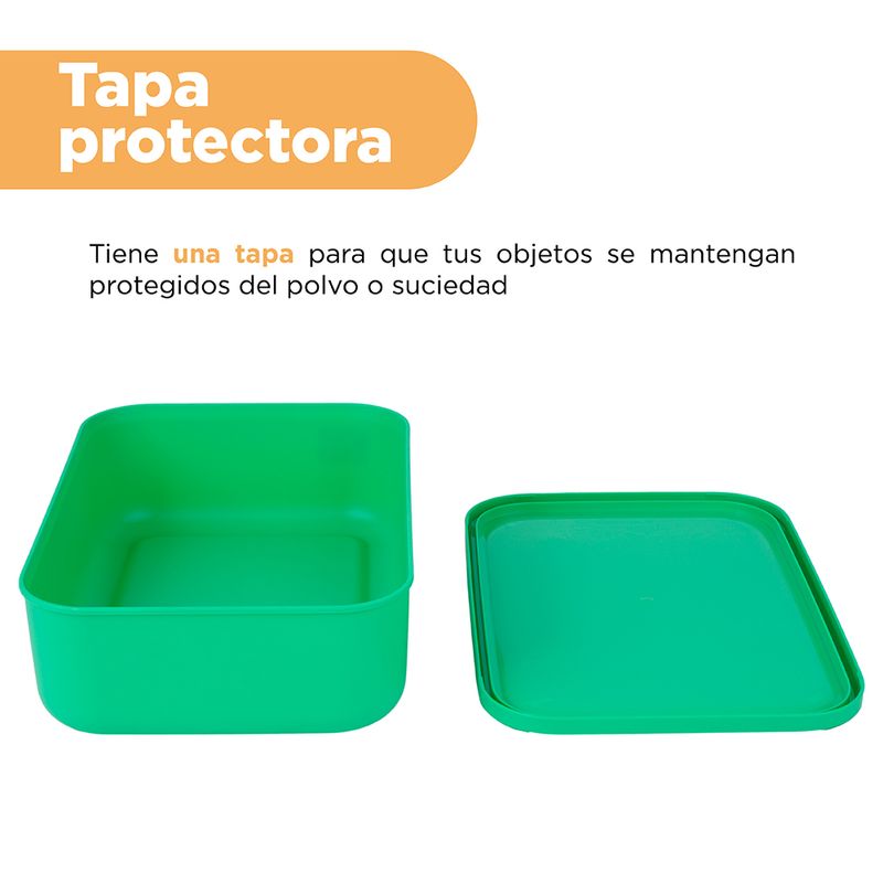 Organizador-Plastico-de-Almacenamiento-con-Tapa-Serie-Rainbow-S-Verde-6-24589