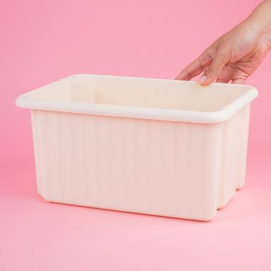 Organizador Plastico de Almacenamiento Apilable L Beige