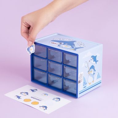 Organizador Plastico de 9 Compartimentos Serie Mini Family Azul