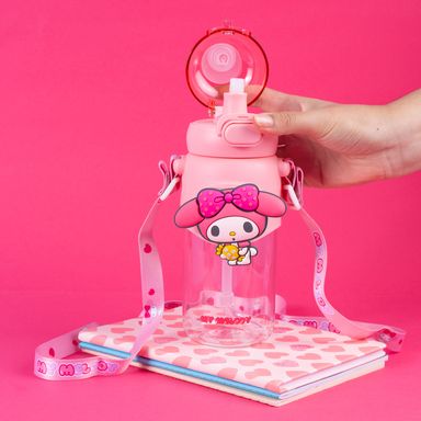 Vaso Plastico con Tapa y Pitillo de 600 Ml My Melody Serie Sanrio Rosa