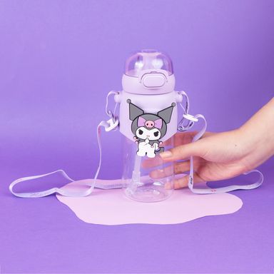Vaso Plastico con Tapa y Pitillo de 600 Ml Kuromi Serie Sanrio Morado